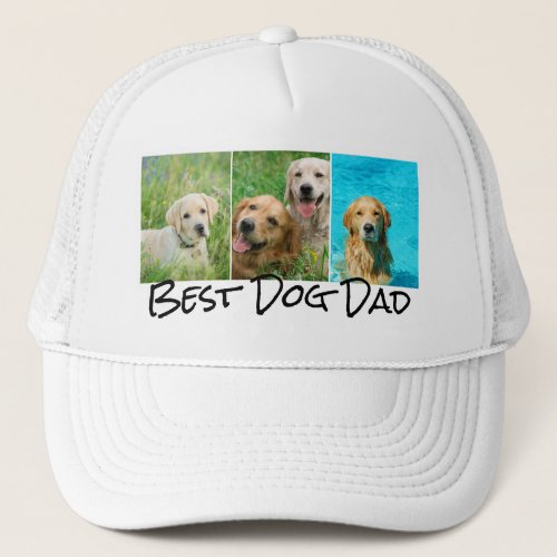 Best Dog Dad 3 Photo Collage Trucker Hat