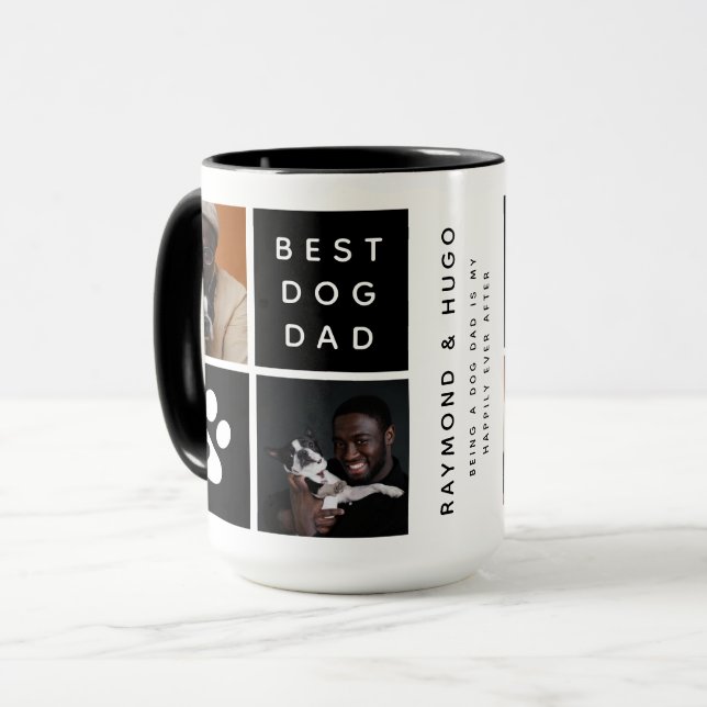 Best Dog Dad 4 x Photo Collage Grid Mug (Front Left)