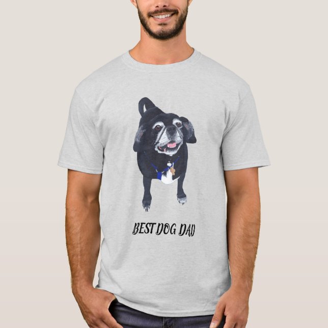 Best Dog Dad, Black and White Pug Tees (Front)