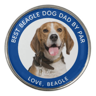 Best Dog Dad by Far Beagle Pet Photo Custom Golf Ball Marker