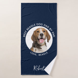 Best Dog Dad by Far Pet Beagle Dog Photo Custom Bath Towel