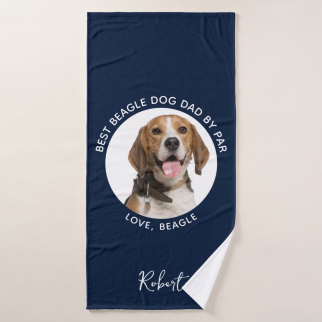 Best Dog Dad by Far Pet Beagle Dog Photo Custom Bath Towel (Bath Towel)