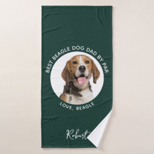Best Dog Dad by Far Pet Beagle Photo Custom Bath Towel