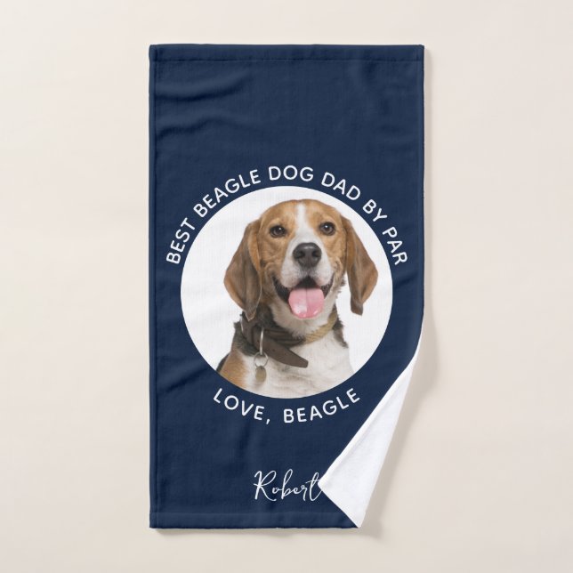 Best Dog Dad by Far Pet Beagle Photo Custom Hand Towel (Hand Towel)