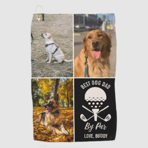 Best Dog Dad By Par Custom Dog 3 Photo Fathers Day Golf Towel