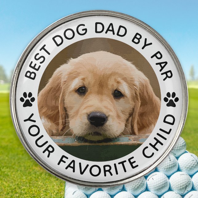 Best DOG DAD By Par Paw Print Custom Photo Golf Ball Marker (Creator Uploaded)