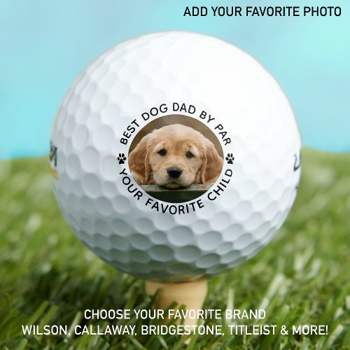 Best DOG DAD By Par Paw Print Custom Photo Golf Balls