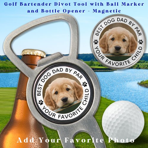 Best DOG DAD By Par Paw Print Custom Photo Golf Divot Tool