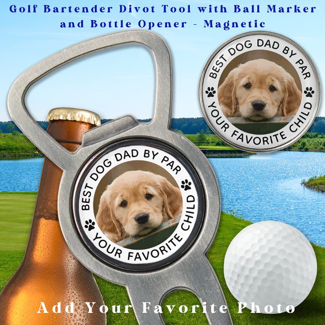 Best DOG DAD By Par Paw Print Custom Photo Golf Divot Tool (Creator Uploaded)