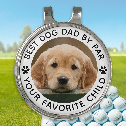 Best DOG DAD By Par Paw Print Custom Photo Golf Hat Clip