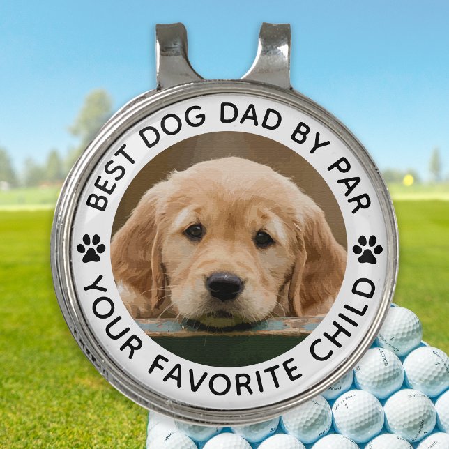 Best DOG DAD By Par Paw Print Custom Photo Golf Hat Clip (Creator Uploaded)