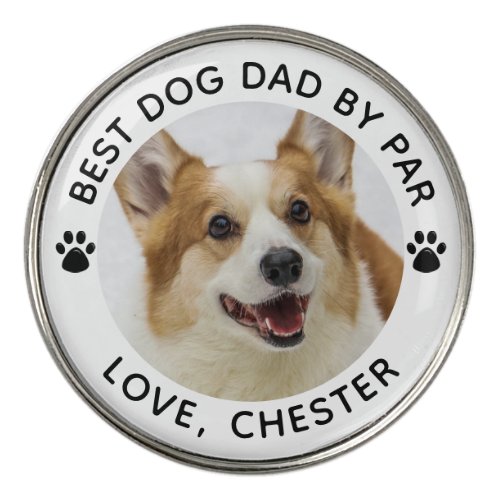 BEST DOG DAD BY PAR Paw Print Photo Golf Ball Marker