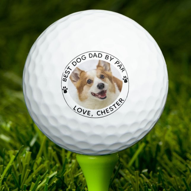BEST DOG DAD BY PAR Paw Print Photo Golf Balls (Creator Uploaded)
