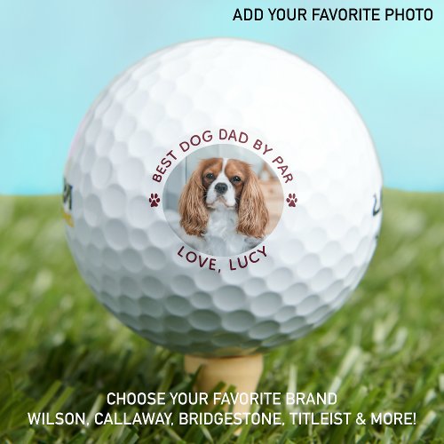 Best DOG DAD By Par Personalized Paw Print Photo Golf Balls