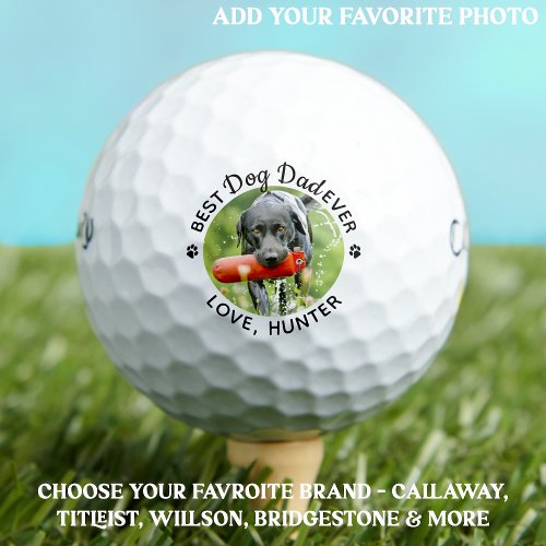 Best DOG DAD By Par Personalized Paw Prints Photo Golf Balls
