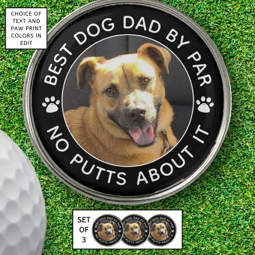 BEST DOG DAD BY PAR Photo Funny Custom Colors Golf Ball Marker