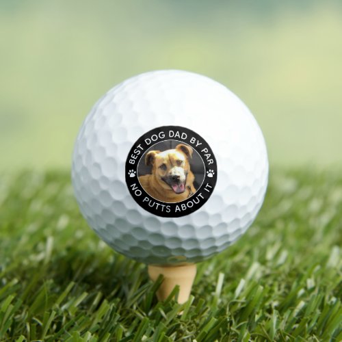 BEST DOG DAD BY PAR Photo Funny Custom Colors Golf Balls