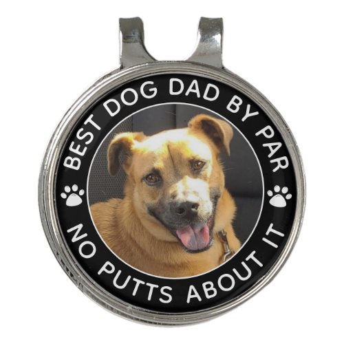BEST DOG DAD BY PAR Photo Funny Custom Colors Golf Hat Clip