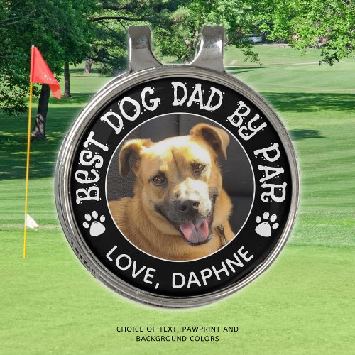 BEST DOG DAD BY PAR Photo Pawprints Custom Color Golf Hat Clip