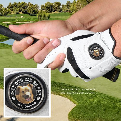 BEST DOG DAD BY PAR Photo Pawprints Custom Colors Golf Glove
