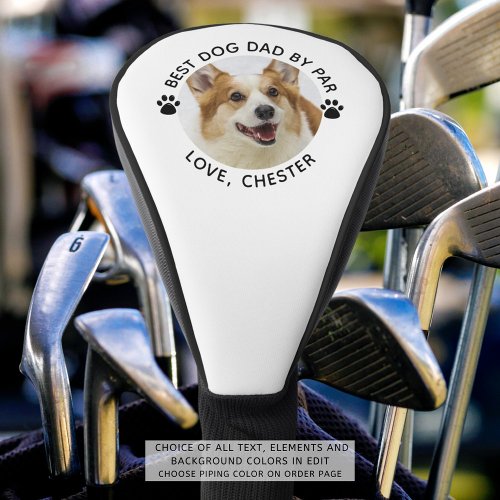 BEST DOG DAD BY PAR Photo Pawprints Golf Head Cover