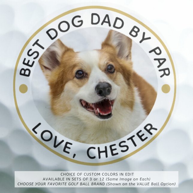 BEST DOG DAD BY PAR Photo Personalized Golf Balls (Creator Uploaded)