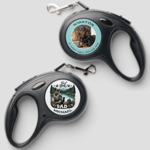 Best Dog Dad Camping Fishing Custom Photo Name Retractable Pet Leash