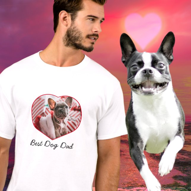 Best Dog Dad , custom heart photo heart. T-Shirt (Creator Uploaded)