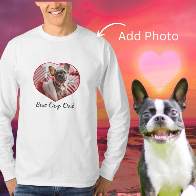 Best Dog Dad , custom heart photo heart. T-Shirt (Creator Uploaded)