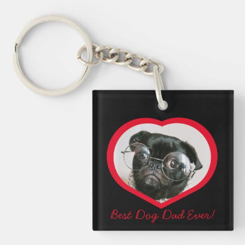 Best Dog Dad  custom heart photo  Keychain