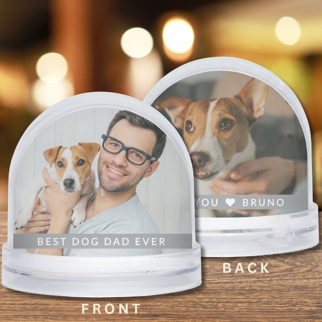 Best Dog Dad Ever 2 Photo Personalized  Gift Snow Globe (Creator Uploaded)