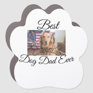 Best dog Dad ever add pet name photo bone golden r Car Magnet