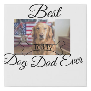 Best dog Dad ever add pet name photo bone golden r Faux Canvas Print