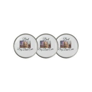 Best dog Dad ever add pet name photo bone golden r Golf Ball Marker