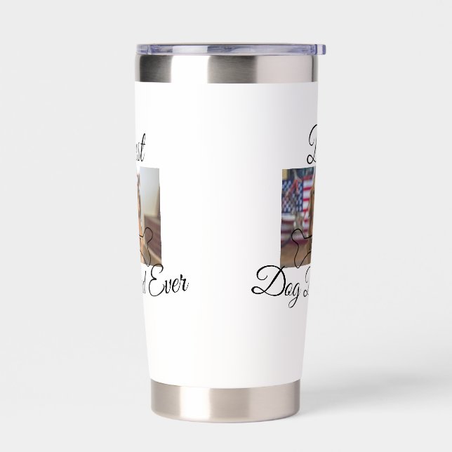 Best dog Dad ever add pet name photo bone golden r Insulated Tumbler (Left)