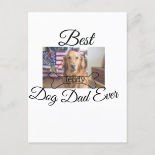 Best dog Dad ever add pet name photo bone golden r Postcard