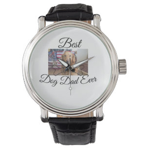 Best dog Dad ever add pet name photo bone golden r Watch