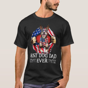 Best Dog Dad Ever Australian Kelpie American Flag T-Shirt