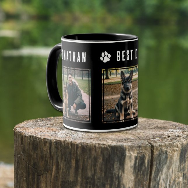 Best Dog Dad Ever Black White 3 Photo Mug (Creator Uploaded)