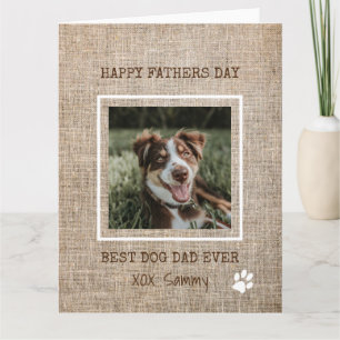 Best Dog Dad Ever Burlap Photo Father's Day Card