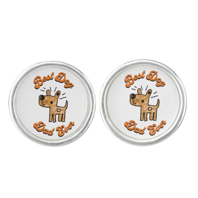 Best Dog Dad Ever Cartoon  Cufflinks (Front)