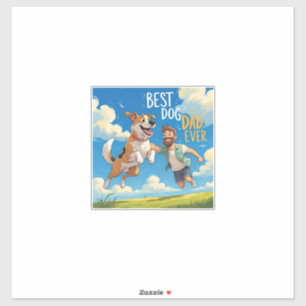 Best Dog Dad Ever Cartoon Large Sticker