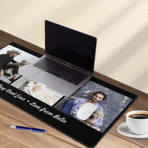 Best Dog Dad Ever Custom 3 Photo Collage Desk Mat