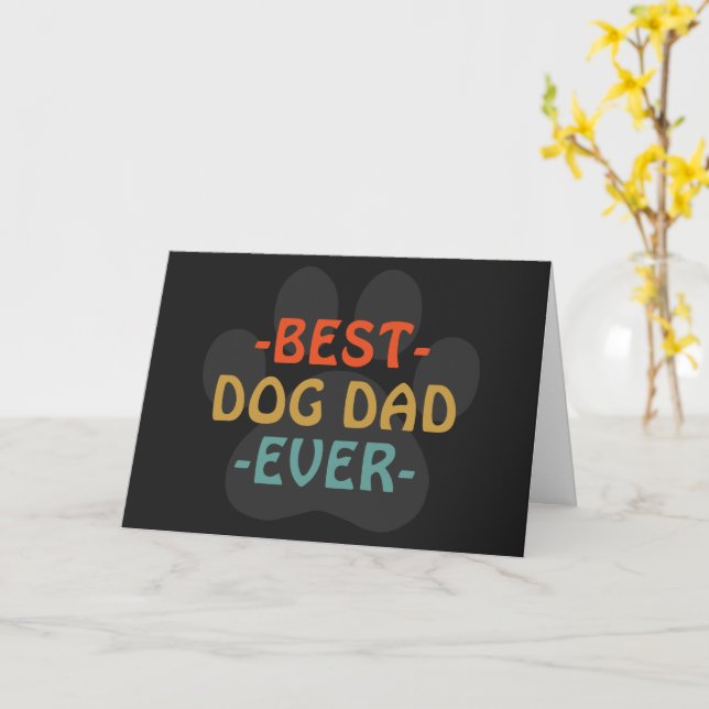 Best Dog Dad Ever Custom Flat Card (Yellow Flower)