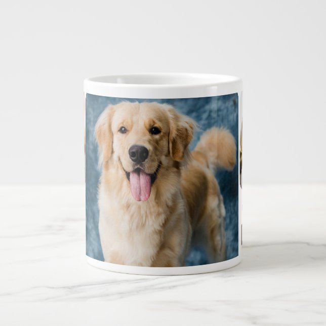 Best Dog Dad Ever Custom Modern Photo and Dog Name Giant Coffee Mug (Front)
