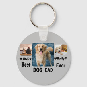 Best Dog Dad Ever Custom Modern Photo and Dog Name Keychain