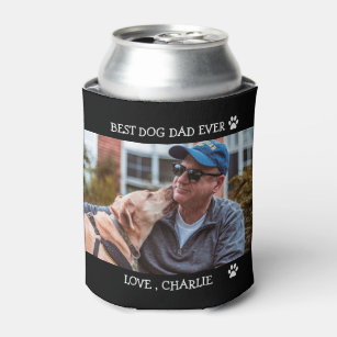 Best Dog Dad Ever Custom Pet Photo Name Paw Print  Can Cooler
