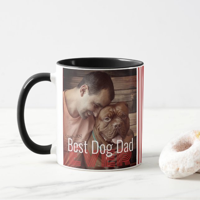 Best Dog Dad Ever Custom Photo Dog Name Mug (With Donut)