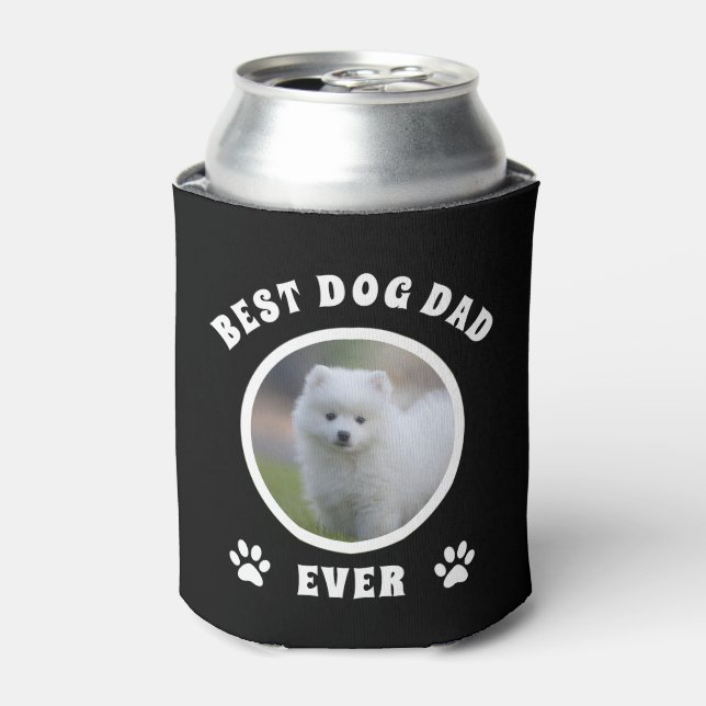 Best Dog Dad Ever Custom Photo Personalized Can Cooler (Can Front)