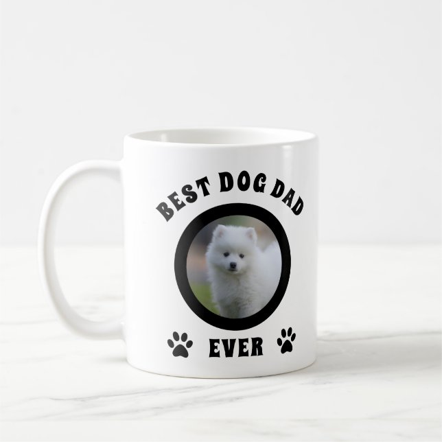 Best Dog Dad Ever Custom Photo Personalized Coffee Mug (Left)